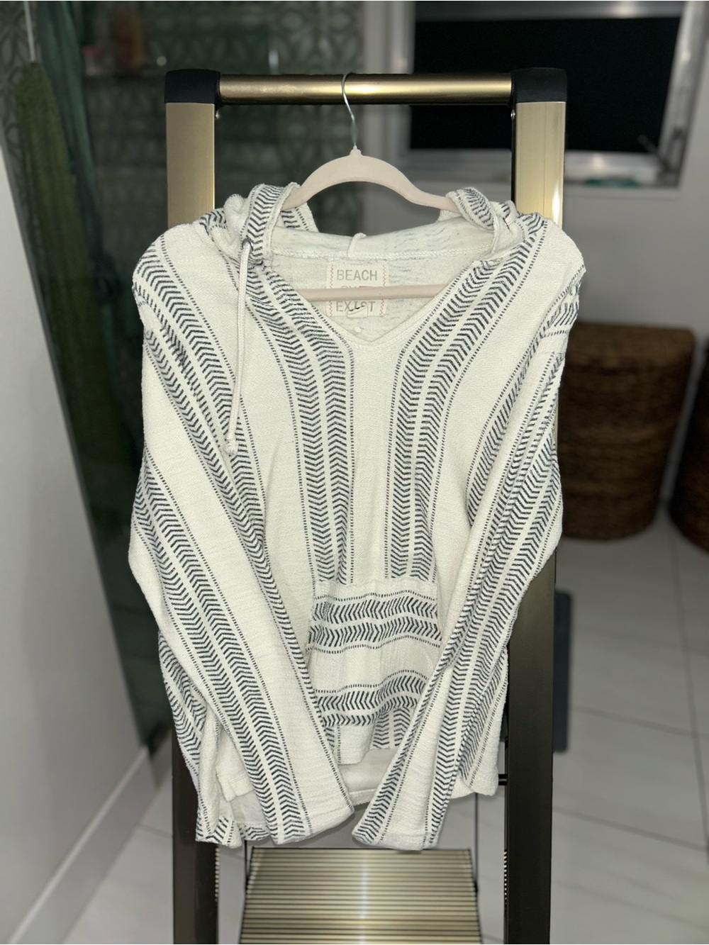 Exist Cream and Black Striped Baja Hoodie